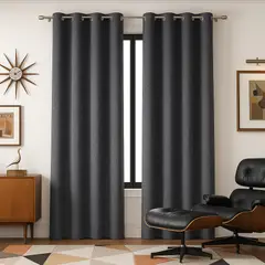 ARMONIA - Cortina Gris Oscuro Blackout Forro Negro 2 Paños N°102 7EF