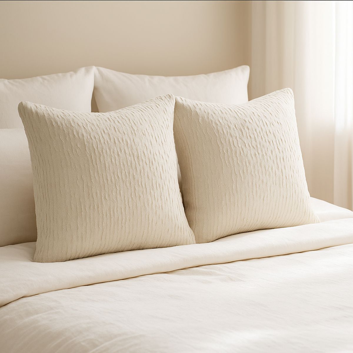 ARMONIA - Set 2 Fundas Cojines 45x45 Chenille Blanco 785