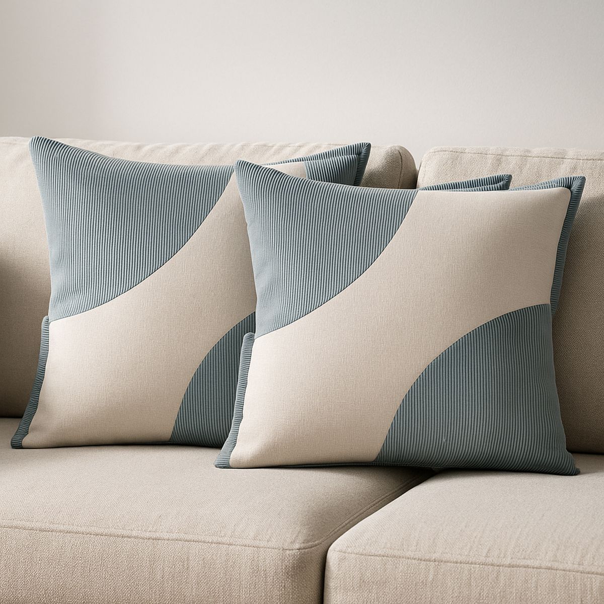 ARMONIA - Pack 2 Fundas Felpa 45x45cm Verde Bicolor Estilo Decorativo 686