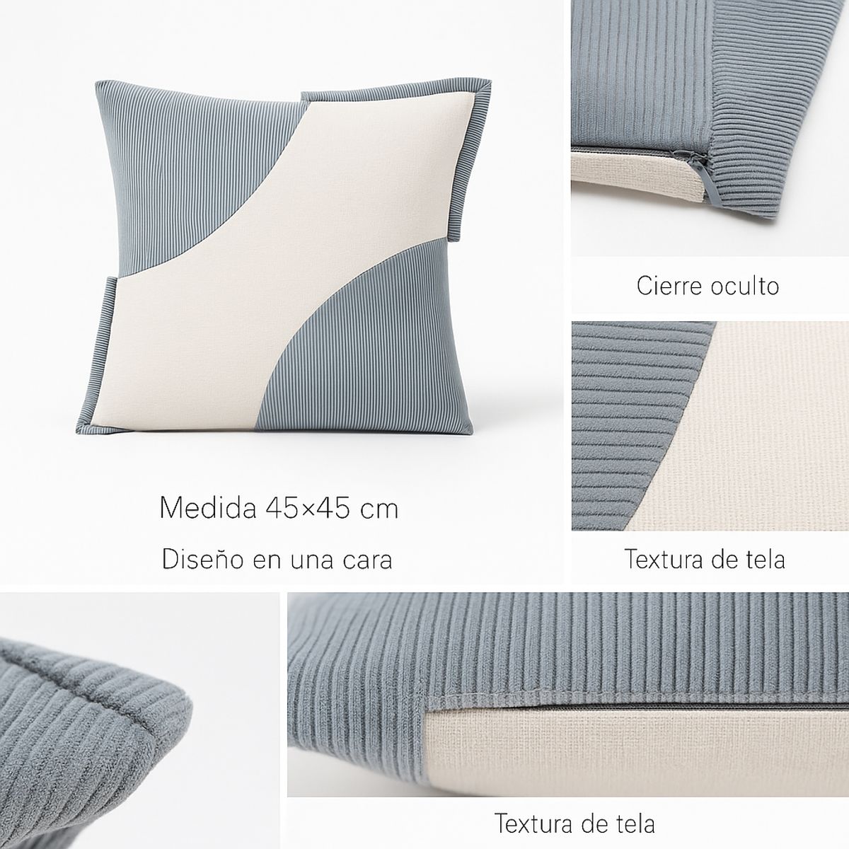 ARMONIA - Pack 2 Fundas Felpa 45x45cm Verde Bicolor Estilo Decorativo 686