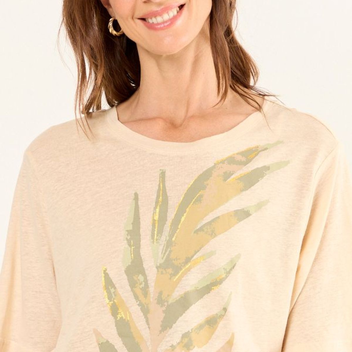 MA GRIFFE - Polera Estampada Mujer Beige Magriffe
