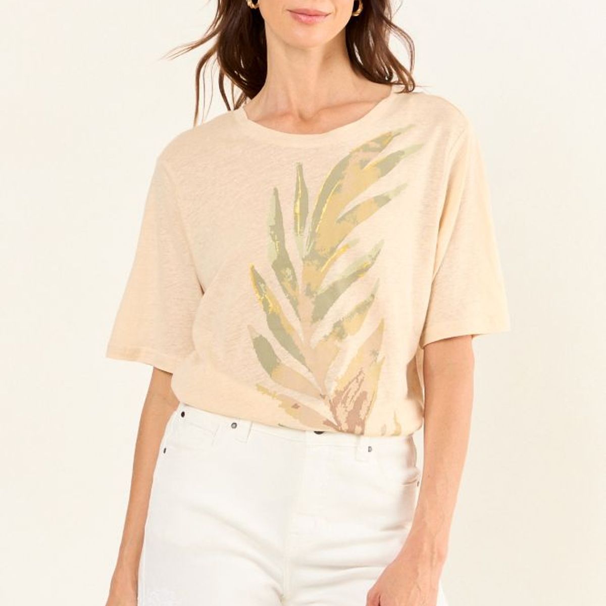 MA GRIFFE - Polera Estampada Mujer Beige Magriffe