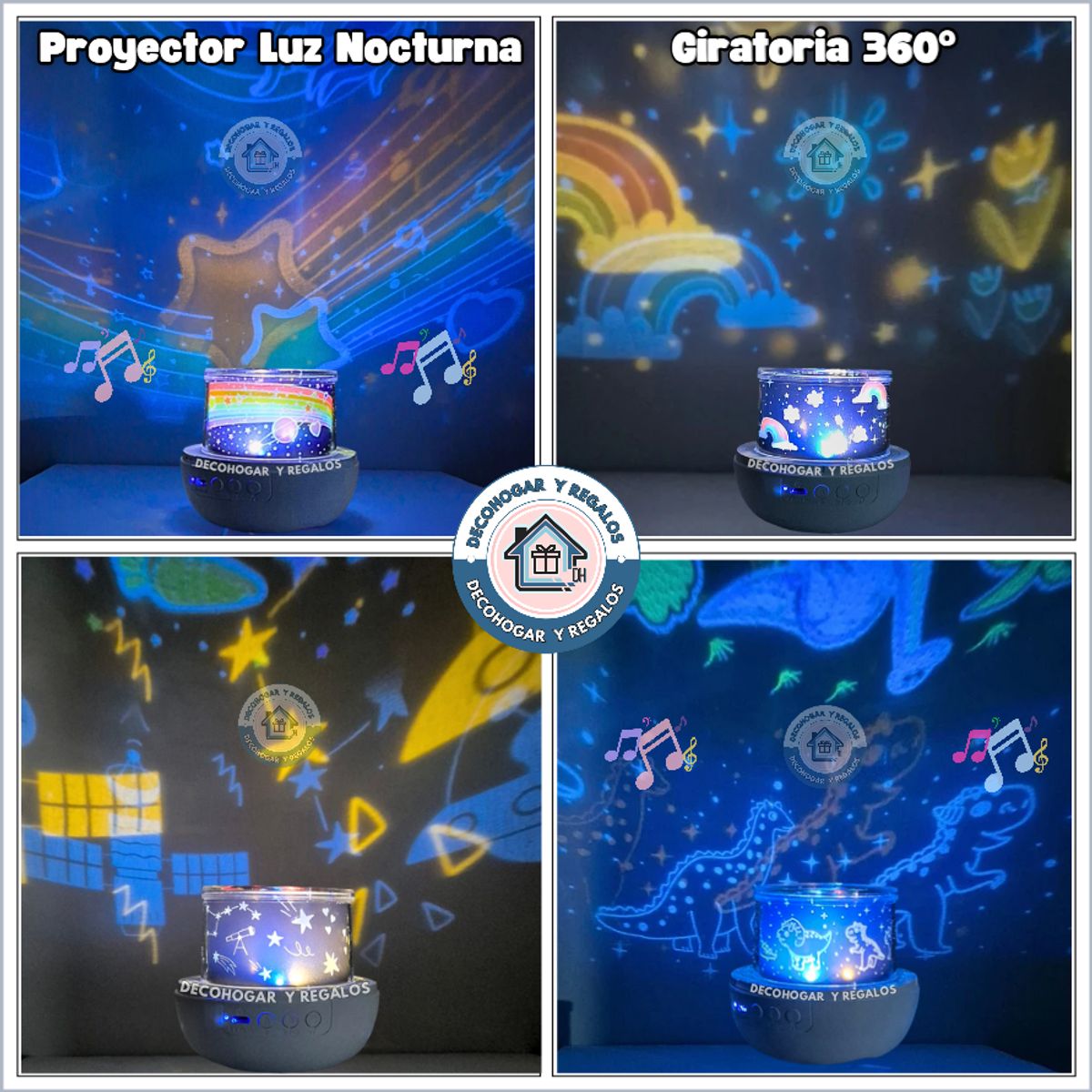 GENERICO - Lámpara Proyector Infantil Niños Recargable, Giratoria, 21 Diseños, Con Música Espanta Cuco