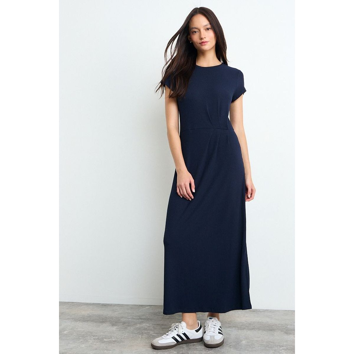 IO - Vestido Liso Largo Mujer Azul Marino Io