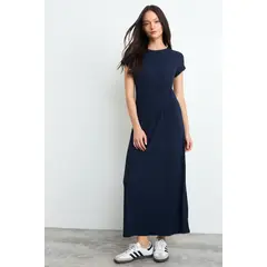 IO - Vestido Liso Largo Mujer Azul Marino