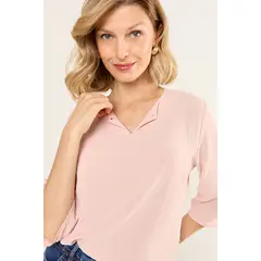 MA GRIFFE - Blusa Escote V Mujer Rosa Magriffe