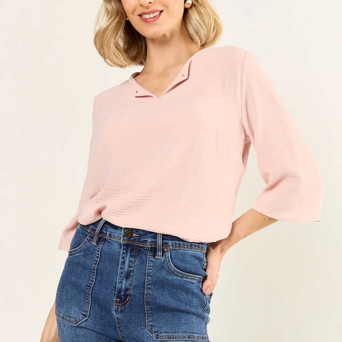 MA GRIFFE - Blusa Escote V Mujer Rosa Magriffe