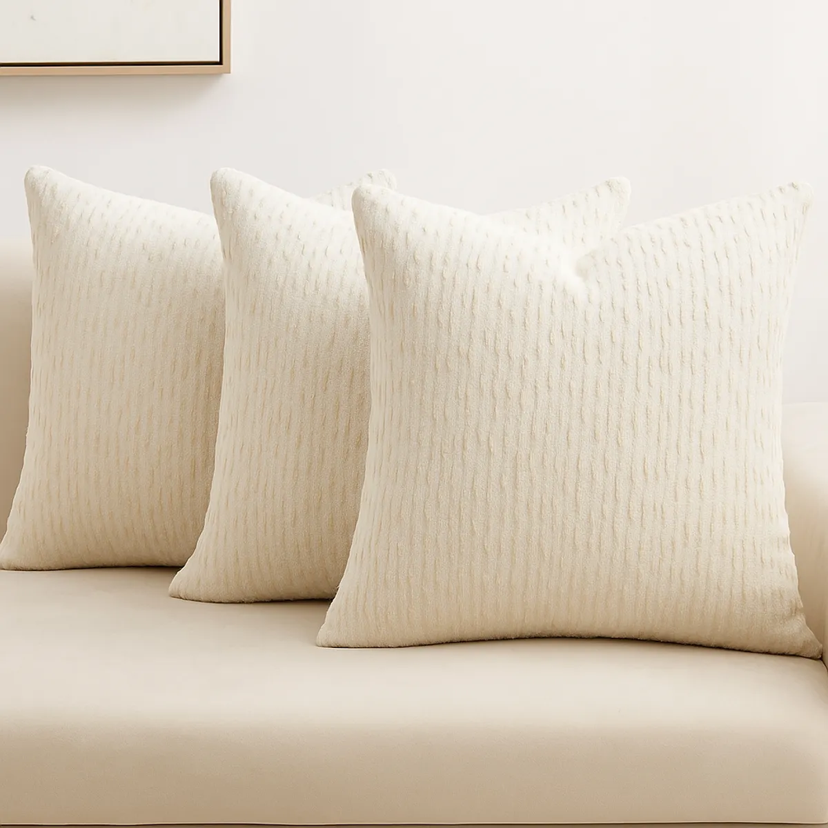 ARMONIA - Pack x3 Funda Decorativa Chenille 45x45cm Blanco 785