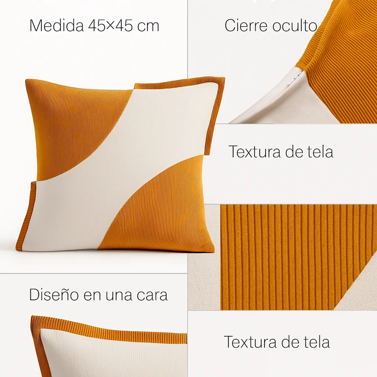 ARMONIA - Pack 3 Fundas Felpa Camel Bicolor 45x45cm Suave 686