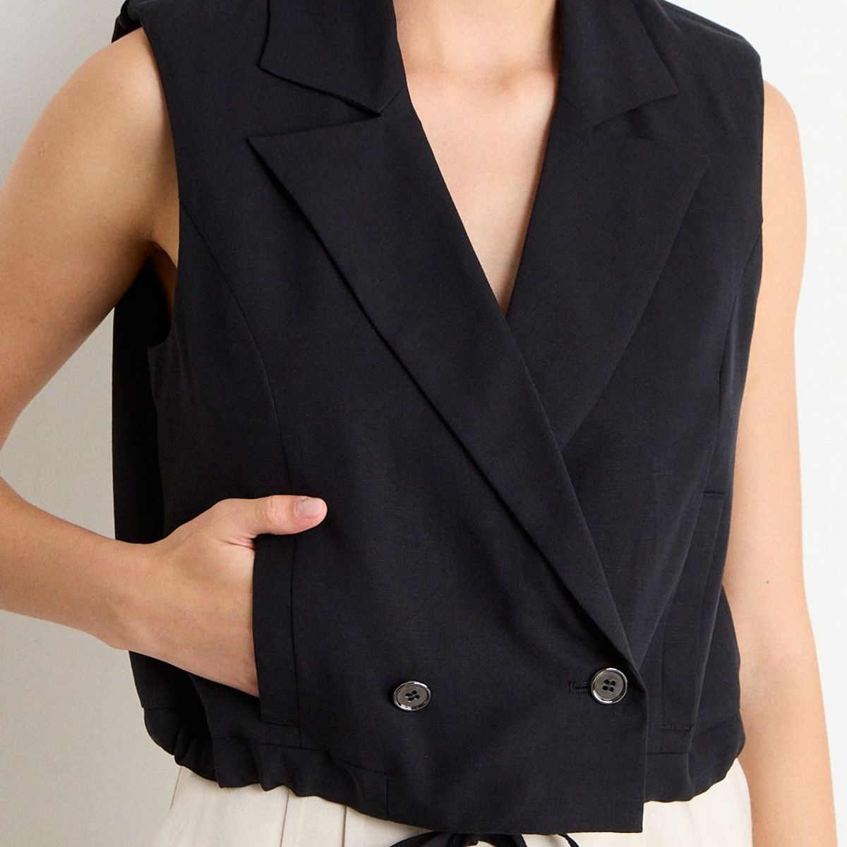 IO - Gilet Liso Mujer Negro Io