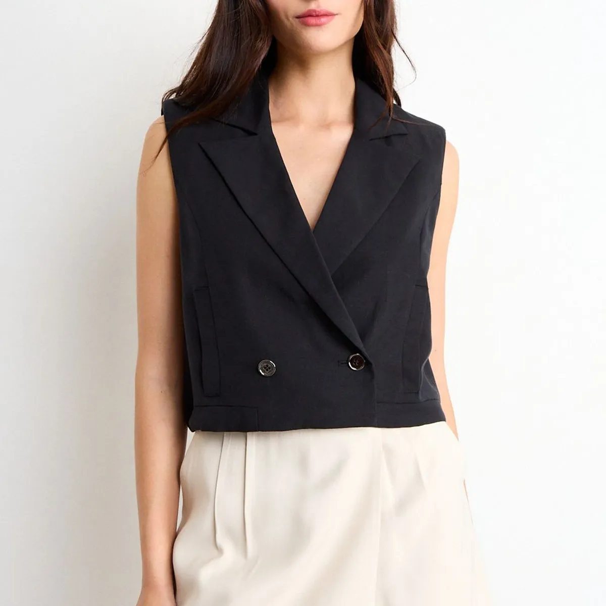 IO - Gilet Liso Mujer Negro Io