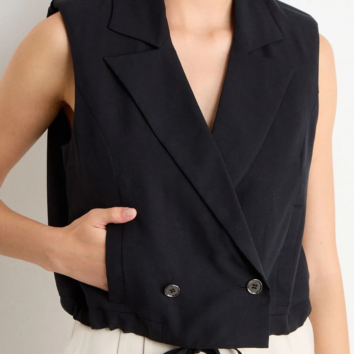 IO - Gilet Liso Mujer Negro Io