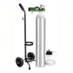 TOPMEDIC - Kit Cilindro Tubo de Oxigeno Medicinal Portatil Tanque De 685 Litros Tipo E + Carro de Transporte