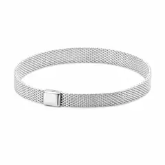 GENERICO - Pulsera de Malla Tejida con Broche Tipo Caja Plata S925