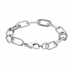 GENERICO - Pulsera de Eslabones Mixtos Plata S925