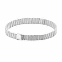 Pulsera de Malla Tejida con Broche Tipo Caja Plata S925