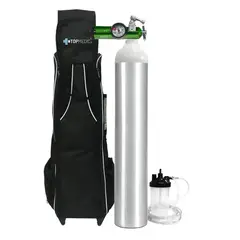 TOPMEDIC - Kit Cilindro Tubo de Oxigeno Medicinal Portatil Tanque De 685 Litros Tipo E + Carro Roller