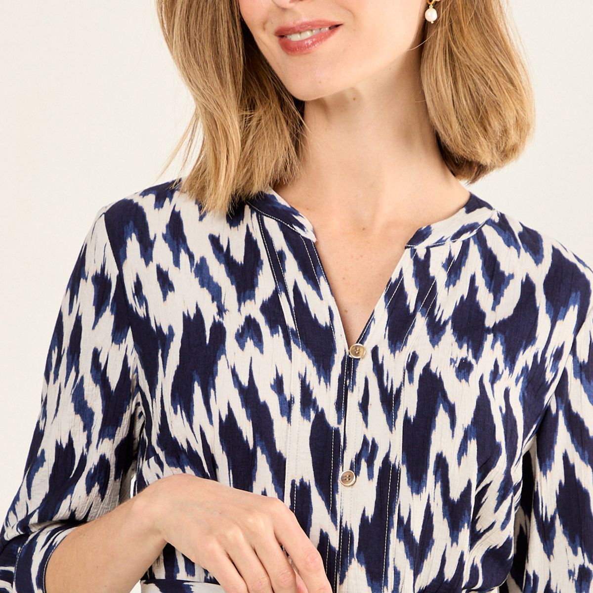 MA GRIFFE - Vestido Estampado Con Cinturon Mujer Crudo Magriffe