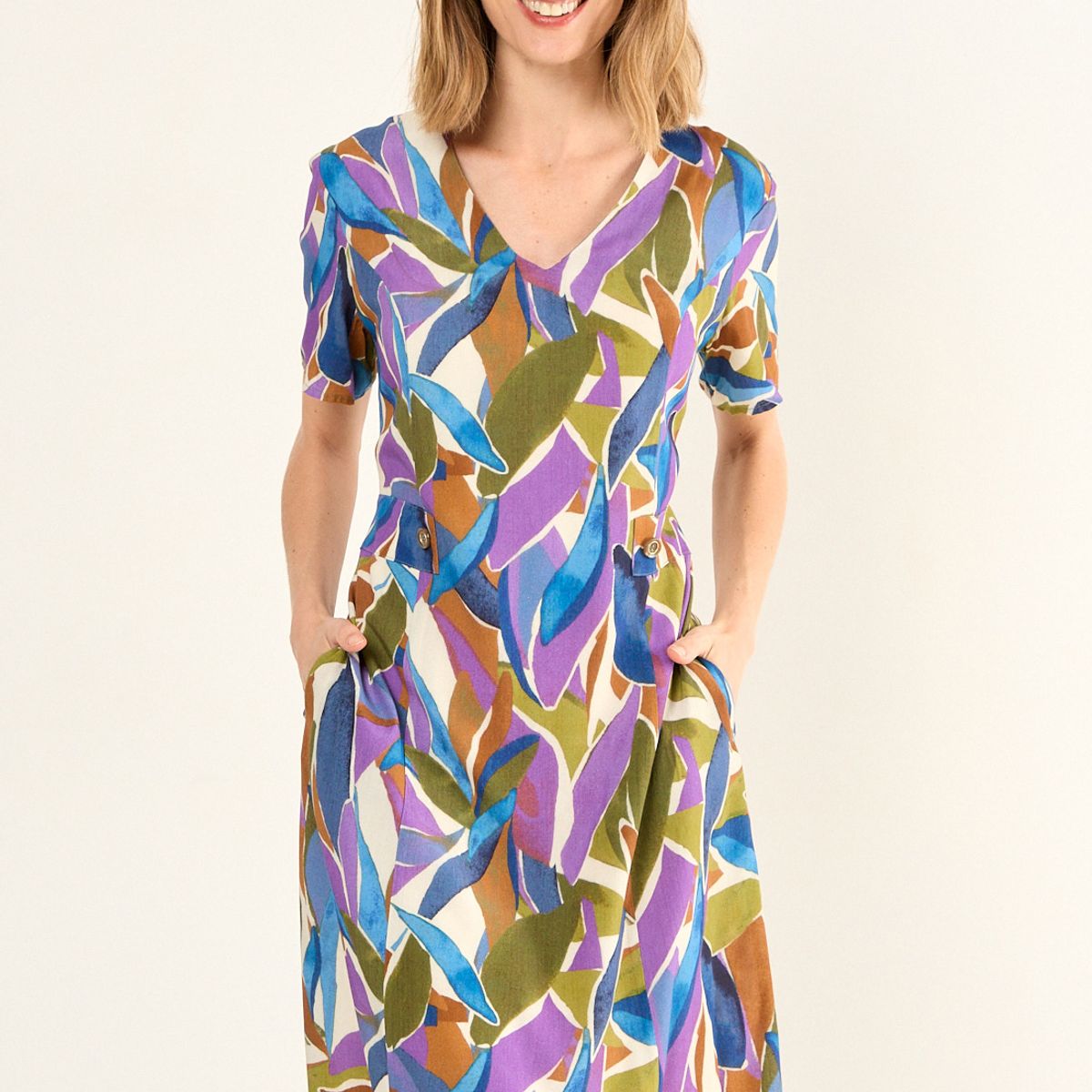 MA GRIFFE - Vestido Estampado Mujer Morado Magriffe