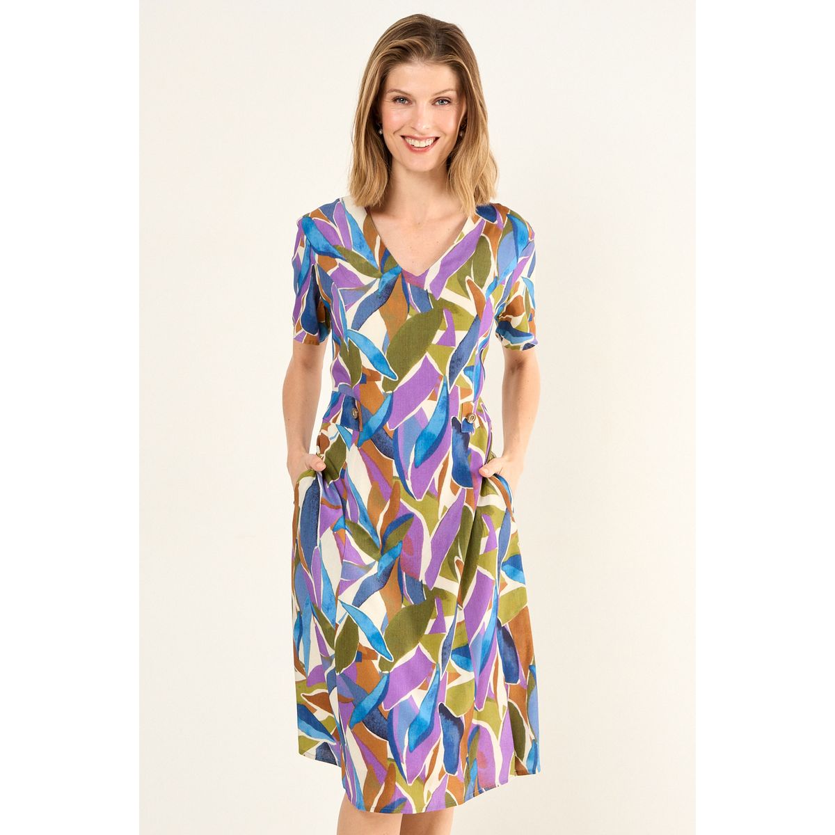 MA GRIFFE - Vestido Estampado Mujer Morado Magriffe