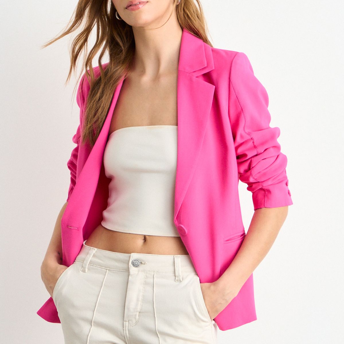 IO - Blazer Liso Mujer Fucsia Io