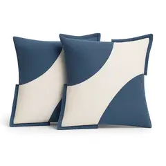 ARMONIA - Pack 2 Fundas Felpa 45x45cm Azul Bicolor Estilo Decorativo 686