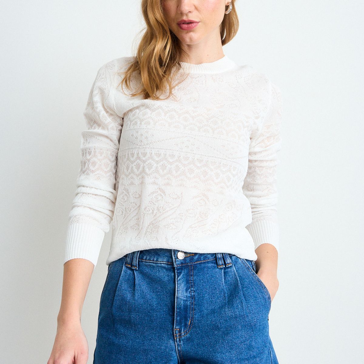 IO - Sweater Liso Mujer Crudo Io