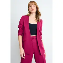 IO - Blazer Liso Mujer Burdeos
