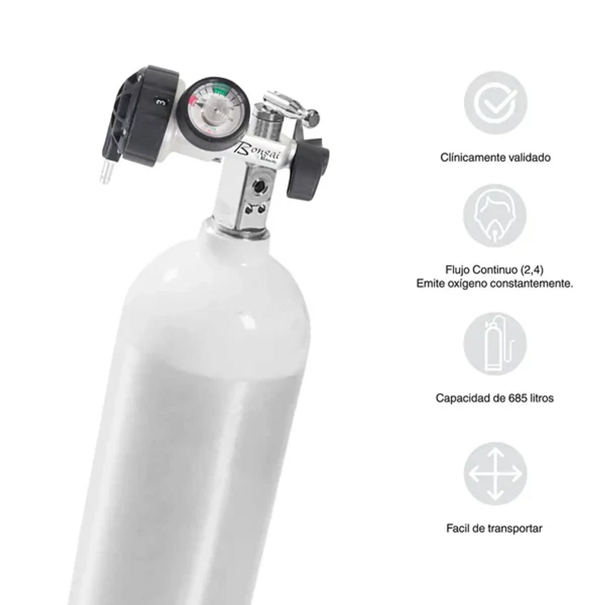 TOPMEDIC - Kit Cilindro Tubo de Oxigeno Medicinal Portatil Tanque De 685 Litros Tipo E + Bolso de Transporte