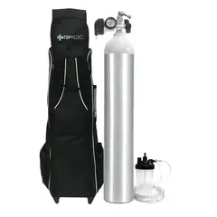 TOPMEDIC - Kit Cilindro Tubo de Oxigeno Medicinal Portatil Tanque De 685 Litros Tipo E + Bolso de Roller