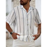 Camisa De Punto Hombre Manga Corta Tejida Hilo Moda Tendencia 0284