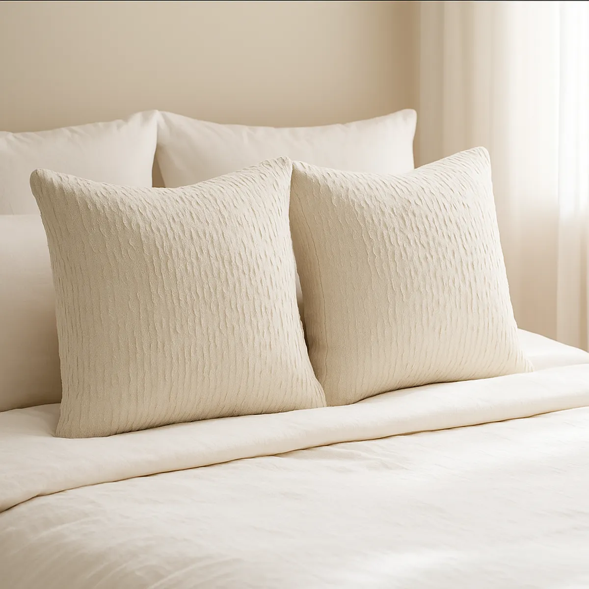 ARMONIA - Set 2 Fundas Cojines 45x45 Chenille Blanco 785