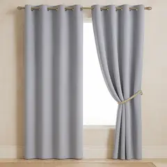 ARMONIA - Cortina Blackout Gris 2 Paños Forro Negro N°106