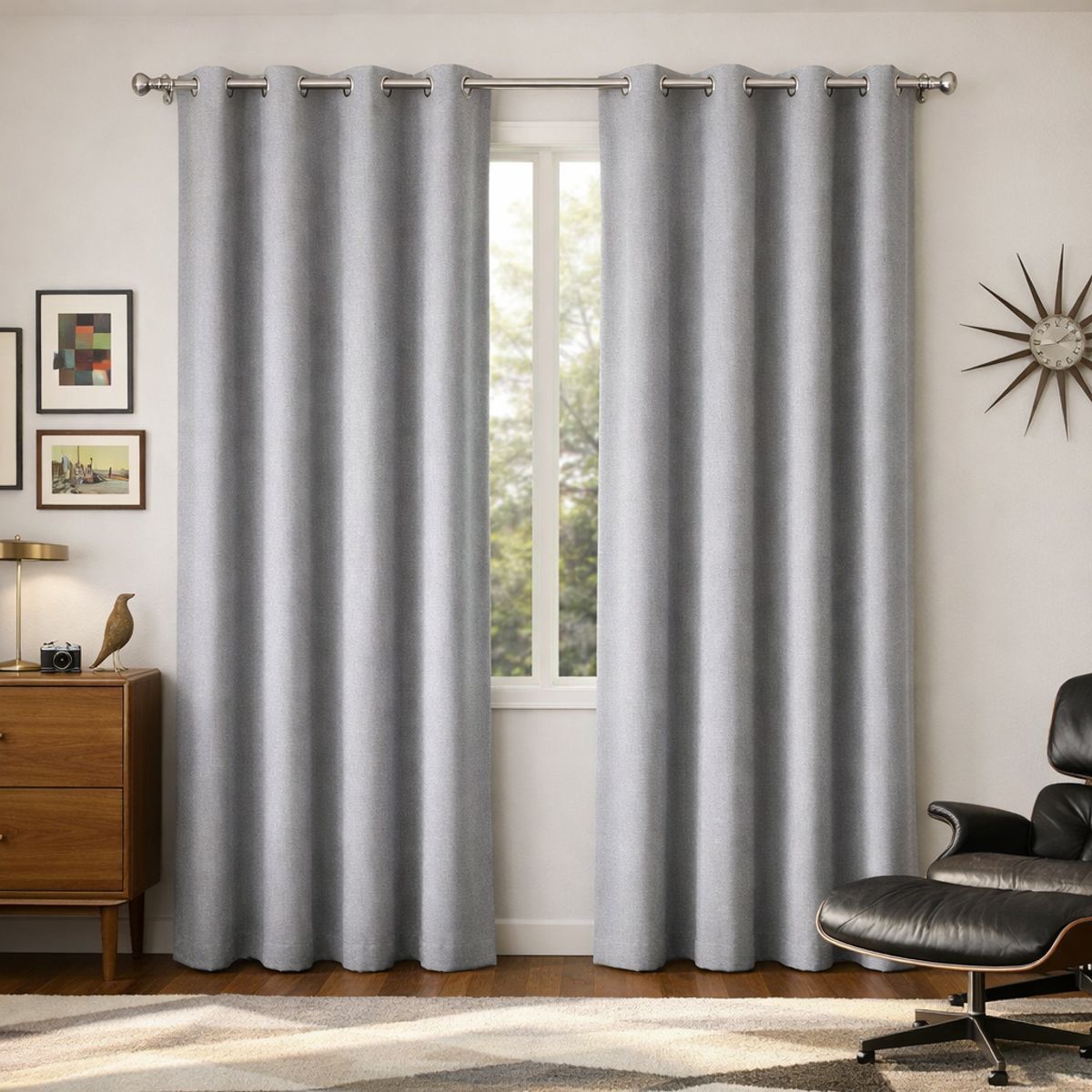 ARMONIA - Cortina 2 Paños Gris Blackout Forro Negro N°106