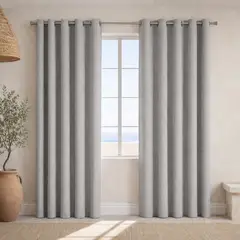 ARMONIA - Cortina Blackout Gris 2 Paños con Forro Negro Decorativa N°121