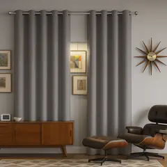 ARMONIA - Cortina Gris Blackout Forro Blanco Doble Paño N°108