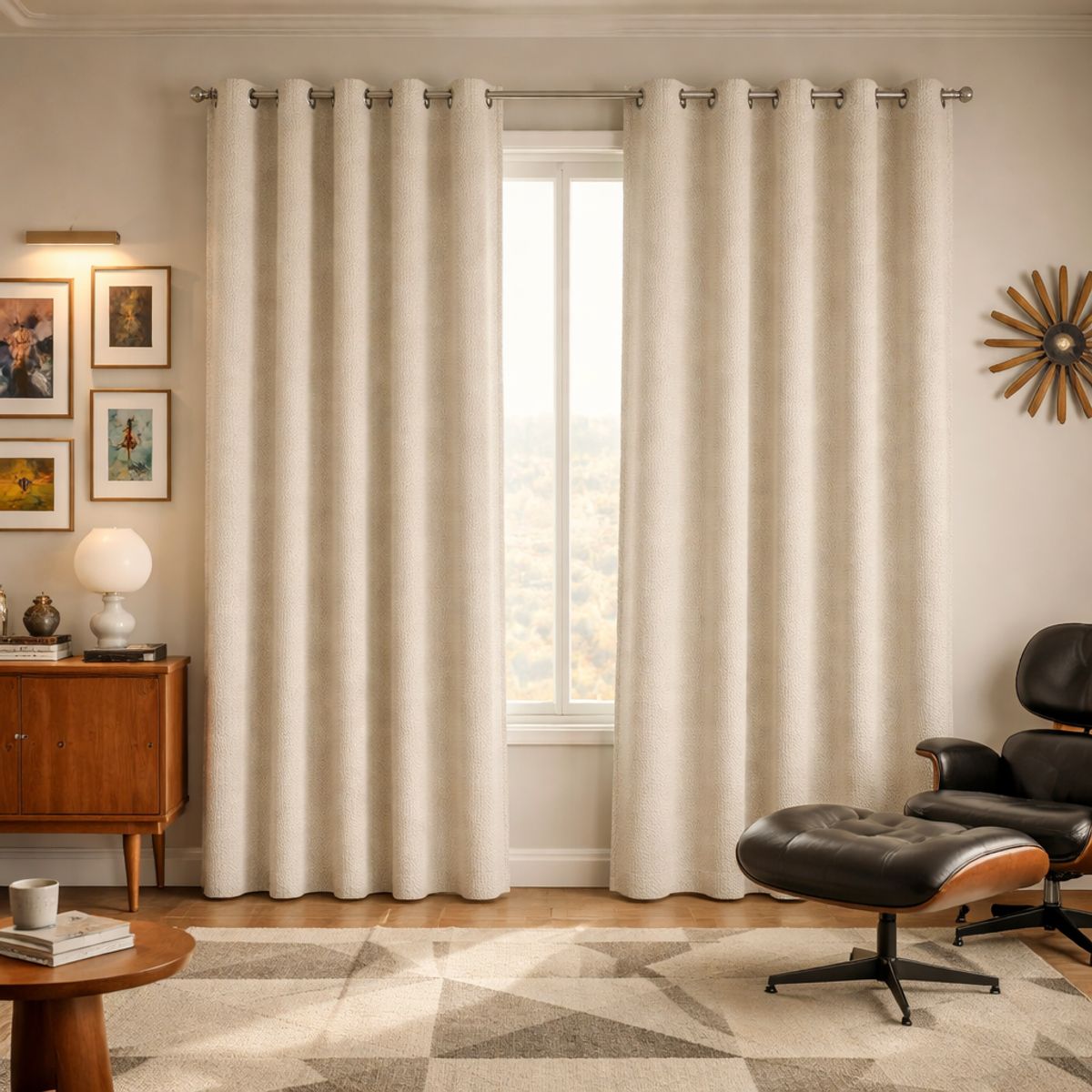 ARMONIA - Cortina Decorativa Blackout Beige Forro Blanco N°100