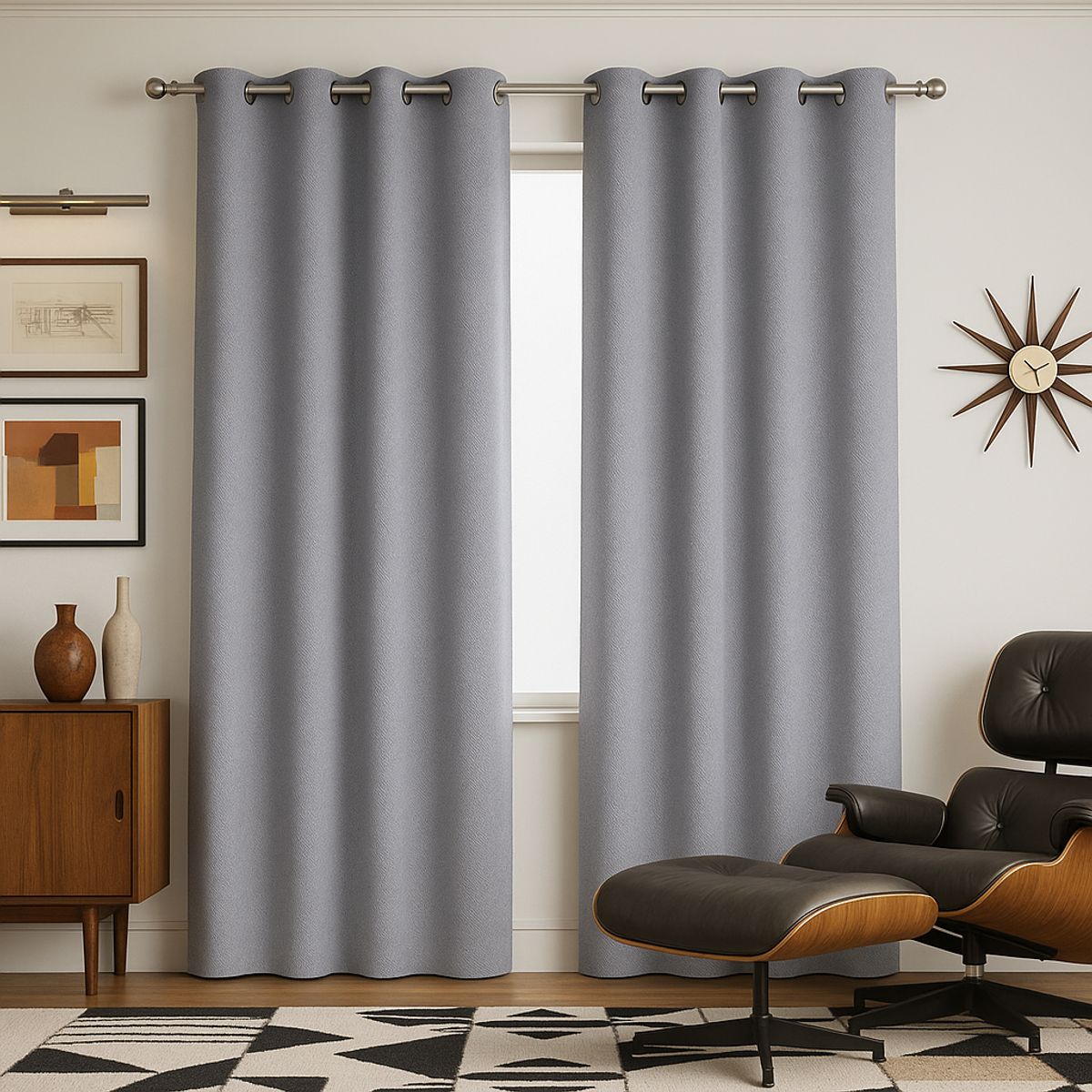 ARMONIA - Cortina Gris Blackout Forro Negro Doble Paño N°106 7EF