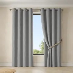 ARMONIA - Cortina Gris Blackout Decorativa con Forro Negro N°121 7EF