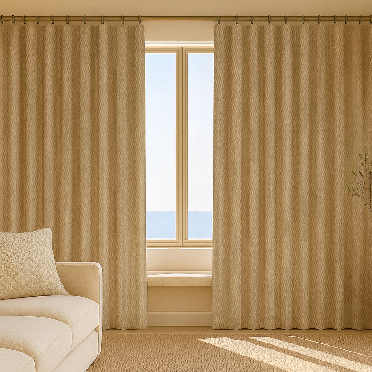 ARMONIA - Cortina 2 Paños Beige Blackout Forro Negro N°107 7EF