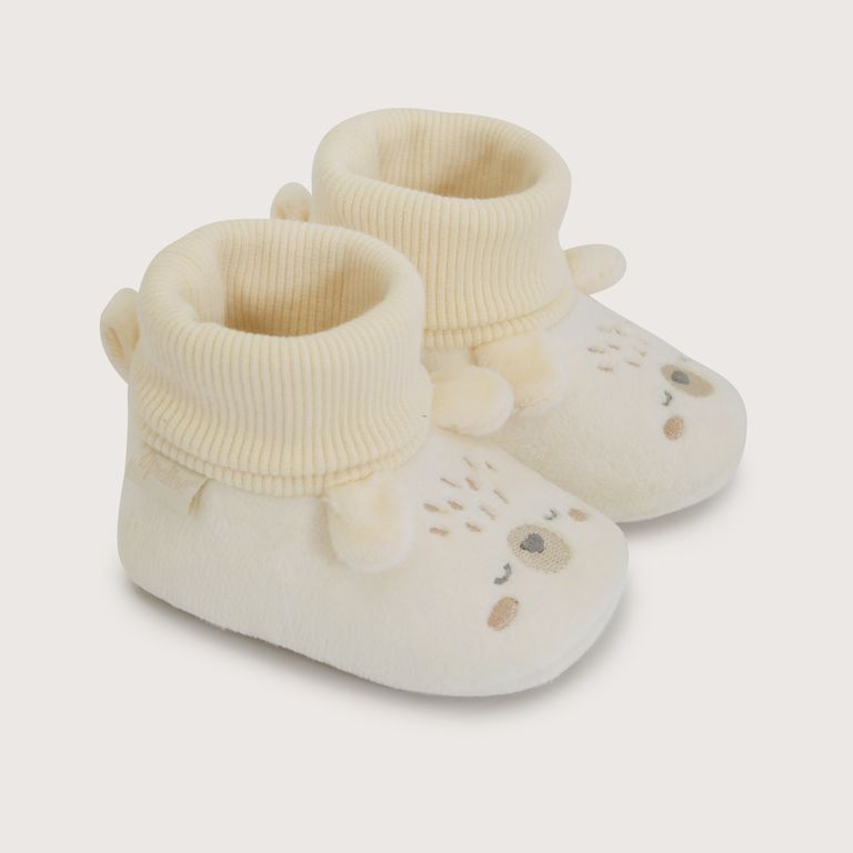 Pantufla Bebé Unisex Oso Beige