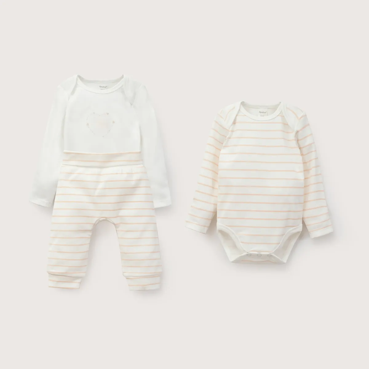 OPALINE - Conjunto De Bodies Bebe Niña Rosado