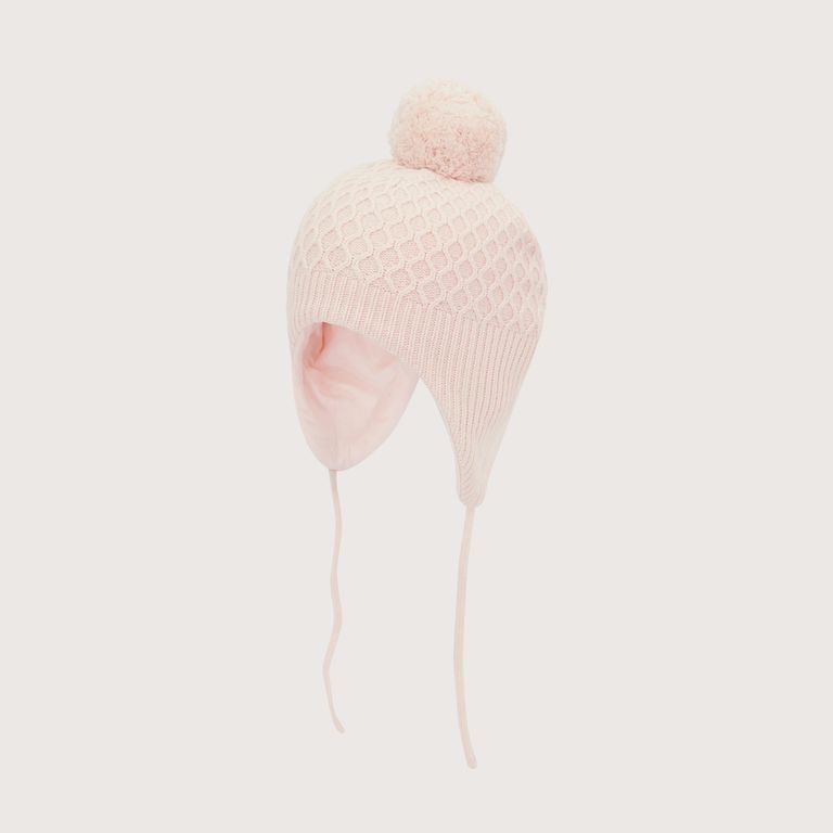 Gorro Bebe Invierno Rosado De Nina 100% Algodon Rosa S