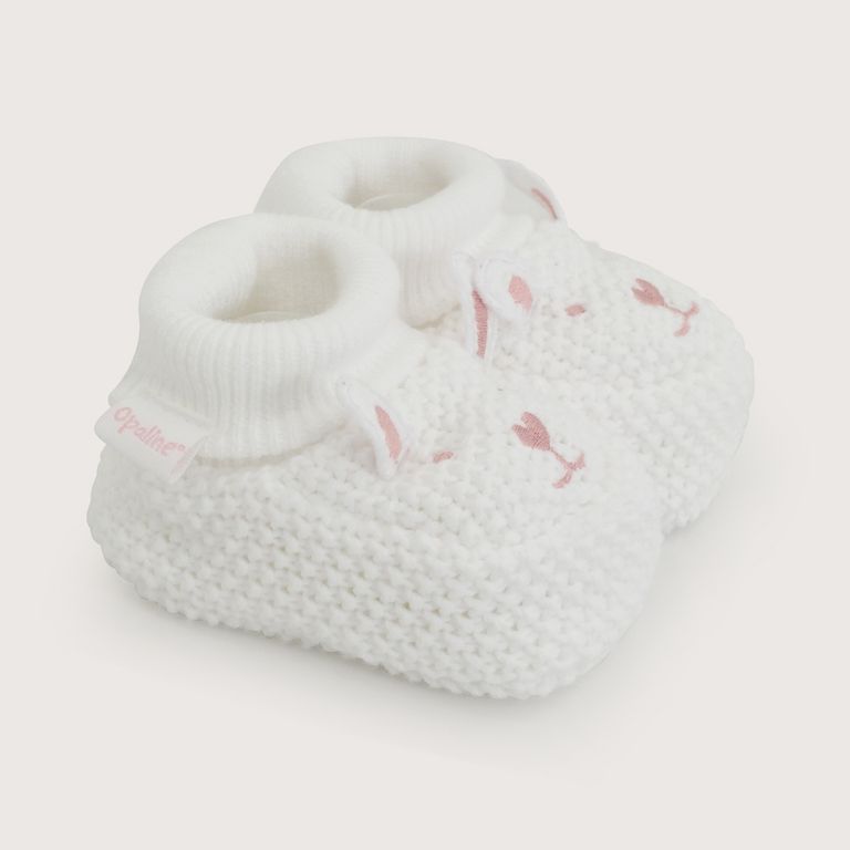 Pantufla Tejida Bebé Niña Conejo Blanco