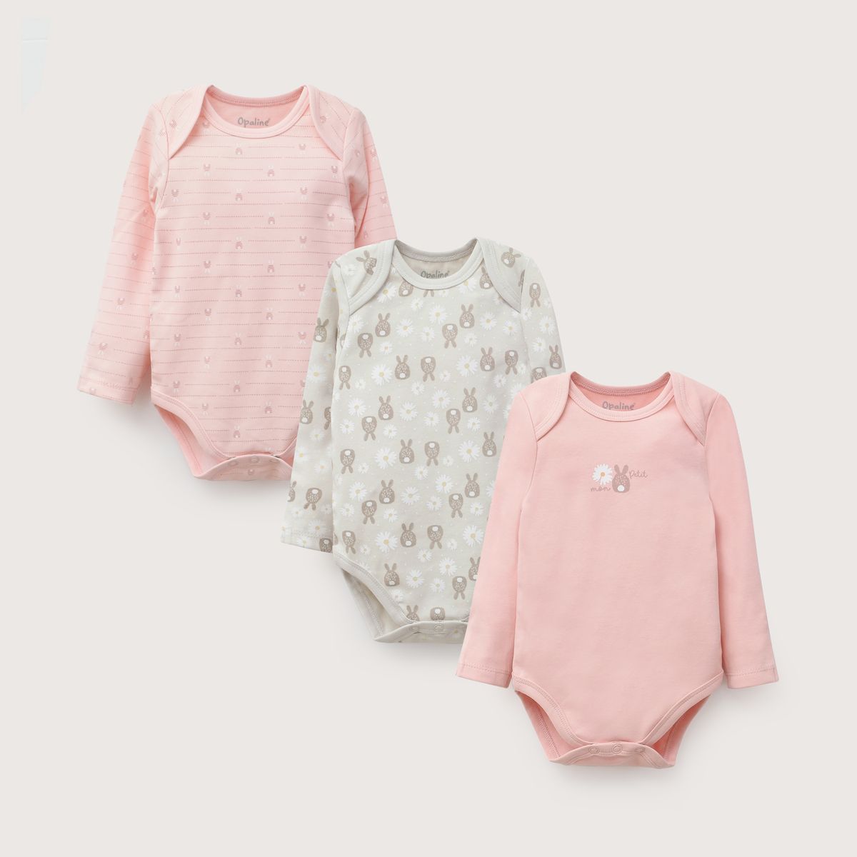 OPALINE - Pack Bodies Bebe Niña Rosa Viejo