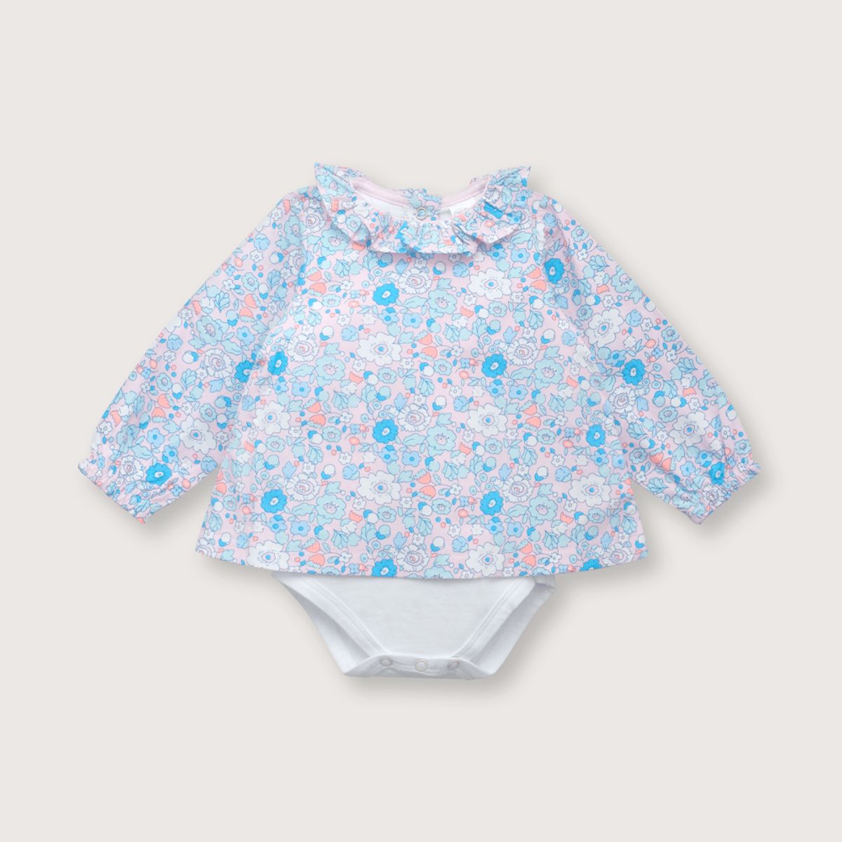 OPALINE - Body de bebé niña blusa flores Rosado