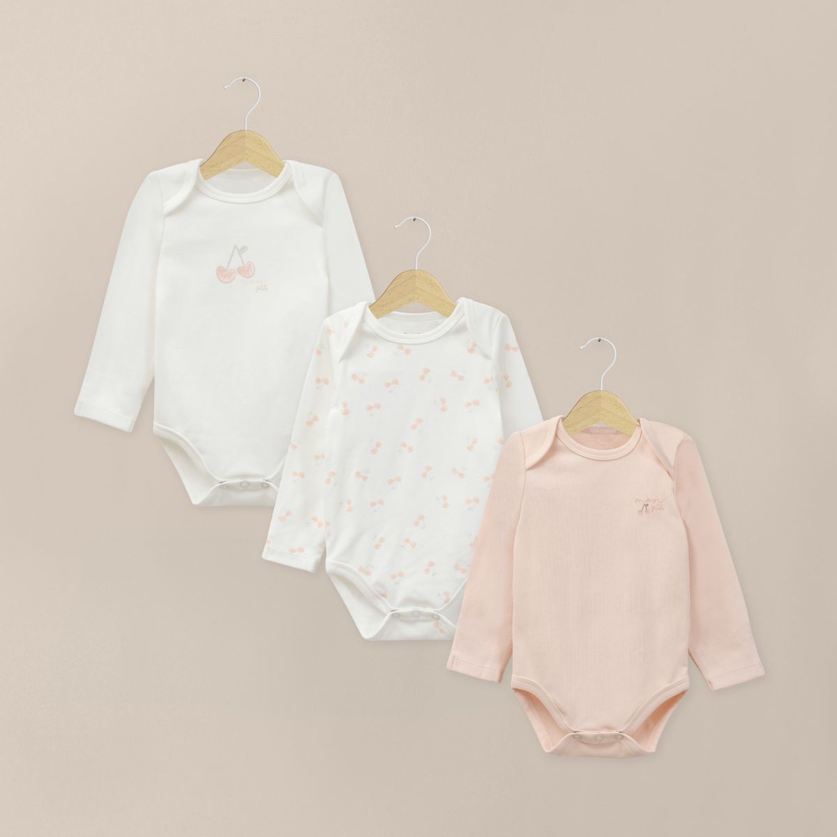 OPALINE - Pack Bodies Bebe Niña Guindas En Rosa Viejo