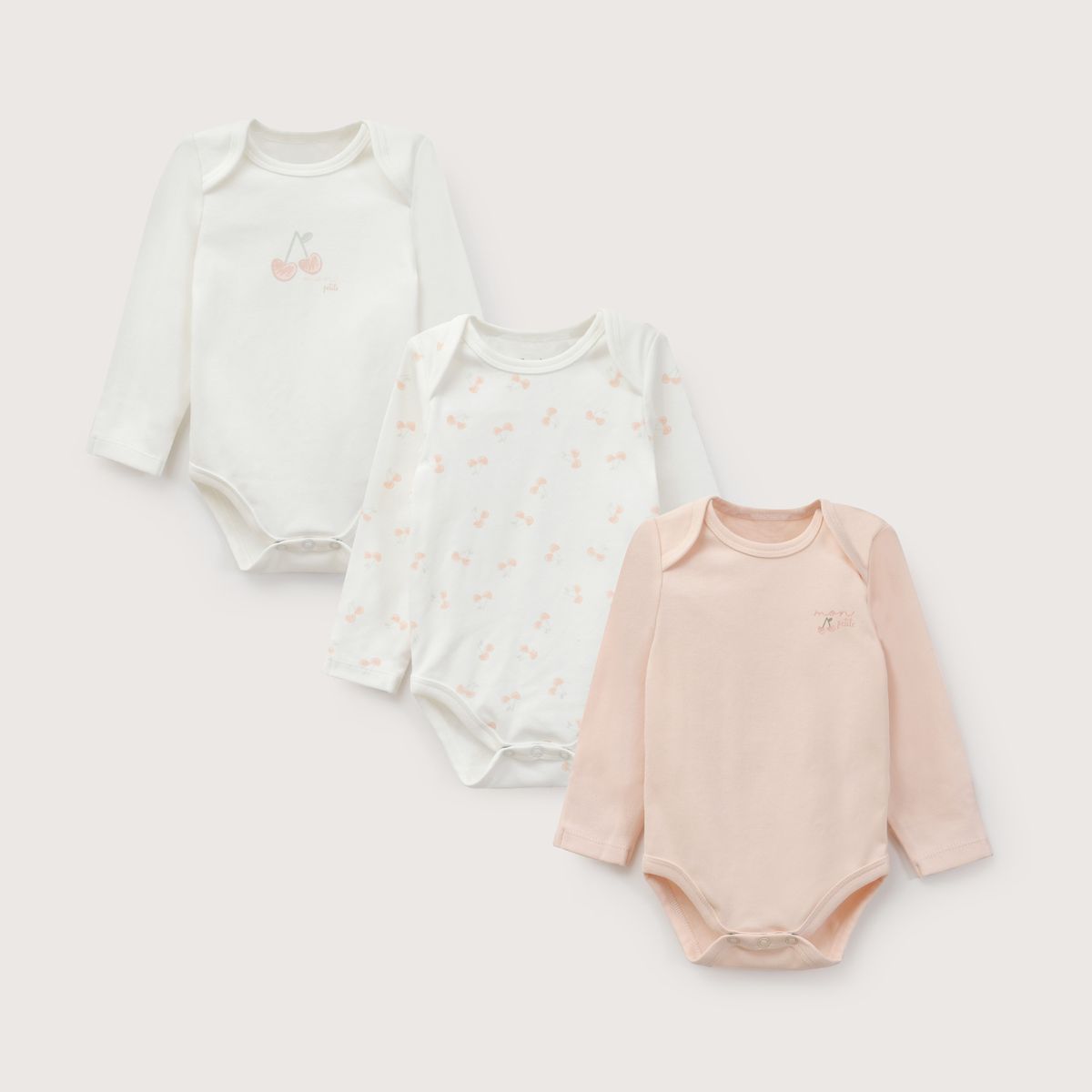 OPALINE - Pack Bodies Bebe Niña Guindas En Rosa Viejo
