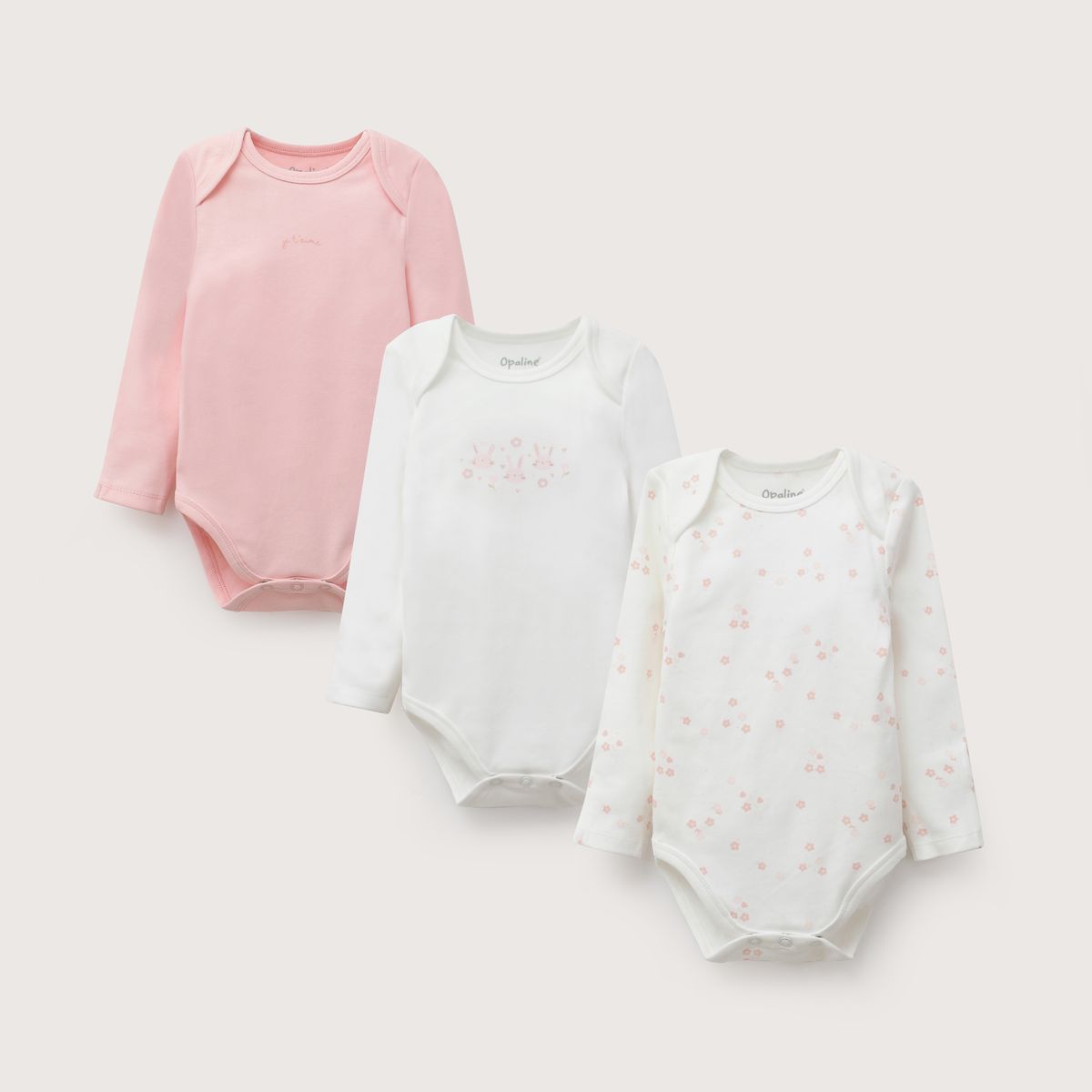 OPALINE - Pack Bodies Bebe Niña Rosado