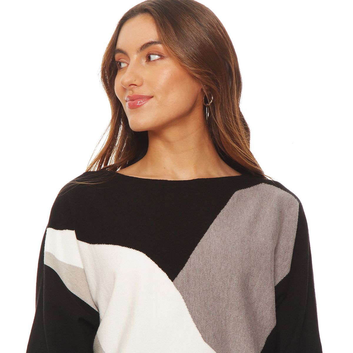 WADOS - SWEATER MANGA LARGA GEOMETRICO ESCOTE REDONDO